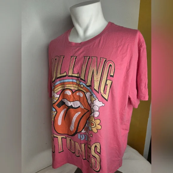 The Rolling Stones Size XXL Authentic UK Tour 1971 - Pink T-Shirt Ptp 24" - Picture 3 of 8